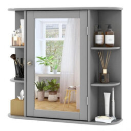 3 Tier Mirrored Bathroom Cabinet Wall Mount Storage Cupboard W/ Display Shelves - thumbnail 4