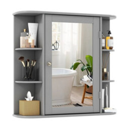 3 Tier Mirrored Bathroom Cabinet Wall Mount Storage Cupboard W/ Display Shelves - thumbnail 5