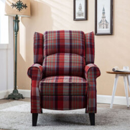 More4Homes Eaton Wing Back Fireside Check Fabric Recliner Armchair Sofa Chair Reclining Cinema (Red) - thumbnail 7