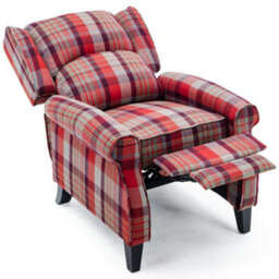 More4Homes Eaton Wing Back Fireside Check Fabric Recliner Armchair Sofa Chair Reclining Cinema (Red) - thumbnail 4