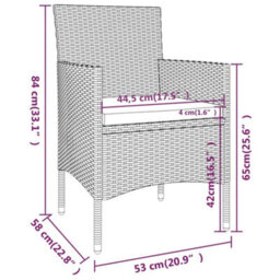 Walplus 5 Piece Garden Bistro Set Poly Rattan And Tempered Glass Brown - thumbnail 7