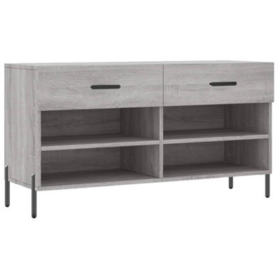 Berkfield Industrial Shoe Bench Grey Sonoma 102X35X55 Cm Engineered Wood