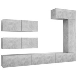 Berkfield 7 Piece Tv Cabinet Set Concrete Grey Engineered Wood - thumbnail 2
