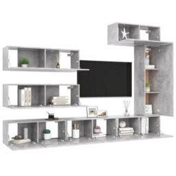 Berkfield 7 Piece Tv Cabinet Set Concrete Grey Engineered Wood - thumbnail 3