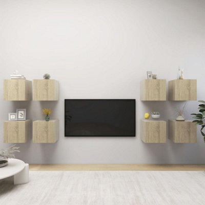 Berkfield Wall Mounted Tv Cabinets 8 Pcs Sonoma Oak 30.5X30X30 Cm - image 1
