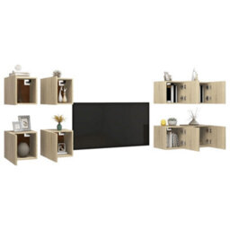 Berkfield Wall Mounted Tv Cabinets 8 Pcs Sonoma Oak 30.5X30X30 Cm - thumbnail 3