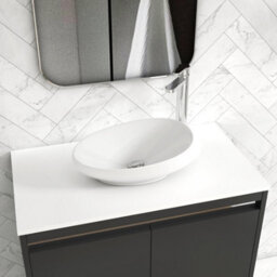 Royal Bathrooms Orion 800mm Matt Obsidian Black Floor Standing Plain White Countertop Vanity Unit 2 Drawer With Nova Basin & Chrome Accent Trim - thumbnail 5