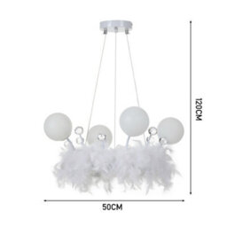 Living And Home Feather Chandelier Led Pendant Light With Crystal Balls In White Light - thumbnail 8