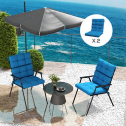 Outsunny 2Pc Outdoor Seat Cushion With Backrest, Ties, For Garden, Blue - thumbnail 1