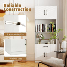 Costway Kitchen Pantry Cabinet With Charging Station 168 Cm Tall Cupboard With 2 Adjustable Shelves - thumbnail 9