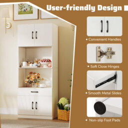 Costway Kitchen Pantry Cabinet With Charging Station 168 Cm Tall Cupboard With 2 Adjustable Shelves - thumbnail 5