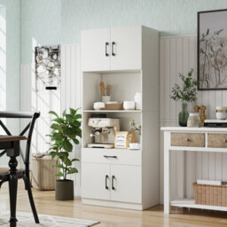Costway Kitchen Pantry Cabinet With Charging Station 168 Cm Tall Cupboard With 2 Adjustable Shelves - thumbnail 4