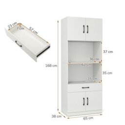 Costway Kitchen Pantry Cabinet With Charging Station 168 Cm Tall Cupboard With 2 Adjustable Shelves - thumbnail 3