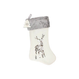 Set Of 2 Sequin Reindeer Faux Fur Stockings - thumbnail 3