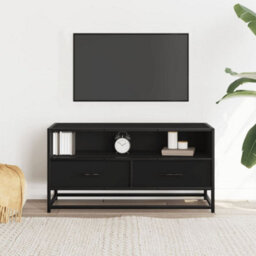 Berkfield Tv Cabinet Black 80X34.5X40 Cm Engineered Wood And Metal - thumbnail 3