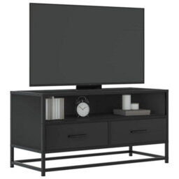 Berkfield Tv Cabinet Black 80X34.5X40 Cm Engineered Wood And Metal - thumbnail 1