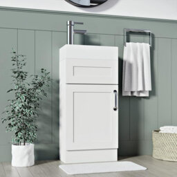 Belofay 400mm Bathroom Vanity Unit With Basin, White Ceramic Bathroom Sink With Trap And Waste, No Tap Included(Crawley White) - thumbnail 2
