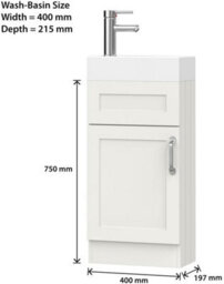 Belofay 400mm Bathroom Vanity Unit With Basin, White Ceramic Bathroom Sink With Trap And Waste, No Tap Included(Crawley White) - thumbnail 5