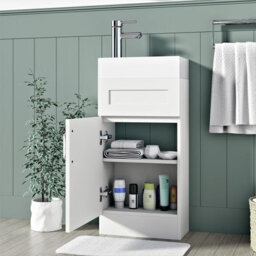 Belofay 400mm Bathroom Vanity Unit With Basin, White Ceramic Bathroom Sink With Trap And Waste, No Tap Included(Crawley White) - thumbnail 4
