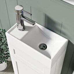 Belofay 400mm Bathroom Vanity Unit With Basin, White Ceramic Bathroom Sink With Trap And Waste, No Tap Included(Crawley White) - thumbnail 6