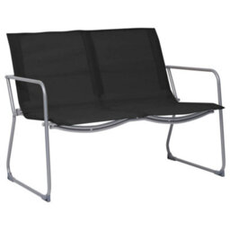 Berkfield 4 Piece Garden Lounge Set Fabric & Steel Black - thumbnail 3