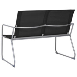 Berkfield 4 Piece Garden Lounge Set Fabric & Steel Black - thumbnail 4