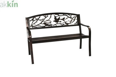 Bird Back Metal Outdoor Garden Bench - Exterior Use