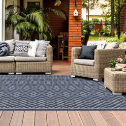 Homeart Outdoor Rugs Easy Cleaning Area Rugs For Balcony,garden,picnic,uv Weather Resistant D.blue Cream, 140 X 200 Cm - thumbnail 3