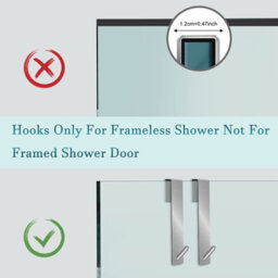 2 Pack Shower Hook Set, No-Drill Towel Hook, Door Hooks For Frameless Glass Shower Doors, Fits 6, 12mm Thickness - thumbnail 7