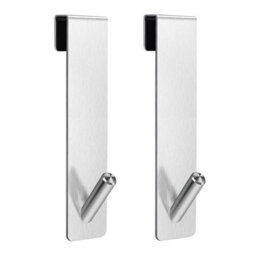 2 Pack Shower Hook Set, No-Drill Towel Hook, Door Hooks For Frameless Glass Shower Doors, Fits 6, 12mm Thickness - thumbnail 1