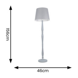Valuelights Victoria Traditional White Wood Candlestick Floor Lamp With Grey Tapered Shade - thumbnail 6
