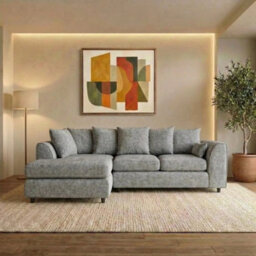 Gamzo Outlet L Shape Sofa Right Hand Facing Beige Firm Seating Couch Strong Wooden Frame Alaska Fabric Corner Sofa - thumbnail 2