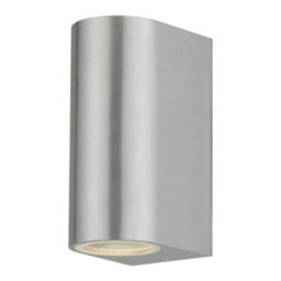 First Choice Lighting Set Of 2 Drayton Brushed Aluminium Outdoor Twin Wall Lights - thumbnail 2