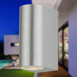 First Choice Lighting Set Of 2 Drayton Brushed Aluminium Outdoor Twin Wall Lights - thumbnail 7