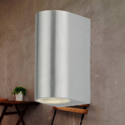 First Choice Lighting Set Of 2 Drayton Brushed Aluminium Outdoor Twin Wall Lights - thumbnail 4