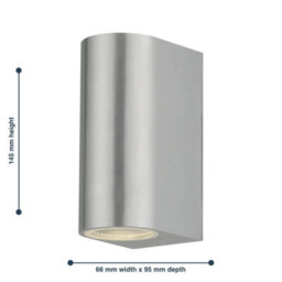 First Choice Lighting Set Of 2 Drayton Brushed Aluminium Outdoor Twin Wall Lights - thumbnail 5