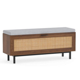Shoe Cabinet Bench With Cushion Rattan Flip Down Door - thumbnail 5