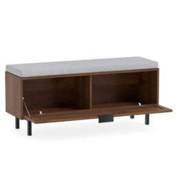 Shoe Cabinet Bench With Cushion Rattan Flip Down Door - thumbnail 4