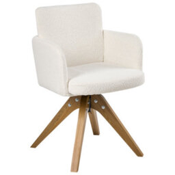 Beliani Set Of 2 Dining Chairs Swivel Evelyn Boucle Off-White - thumbnail 5