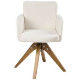 Beliani Set Of 2 Dining Chairs Swivel Evelyn Boucle Off-White - thumbnail 6