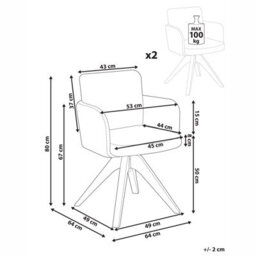 Beliani Set Of 2 Dining Chairs Swivel Evelyn Boucle Off-White - thumbnail 3