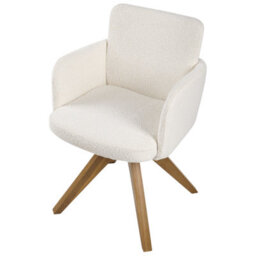 Beliani Set Of 2 Dining Chairs Swivel Evelyn Boucle Off-White - thumbnail 8