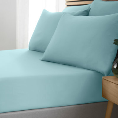 Catherine Lansfield So Soft Non-Iron Super King Fitted Sheet Duck Egg Blue - image 1