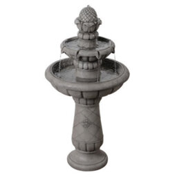 Teamson Home Two-Tier Tradtional Birdbath Outdoor Garden Fountain, Light Grey - thumbnail 3
