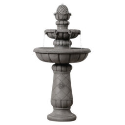 Teamson Home Two-Tier Tradtional Birdbath Outdoor Garden Fountain, Light Grey - thumbnail 2