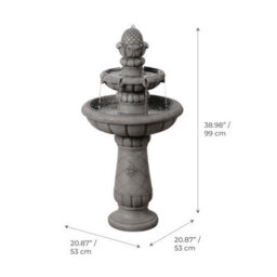 Teamson Home Two-Tier Tradtional Birdbath Outdoor Garden Fountain, Light Grey - thumbnail 9