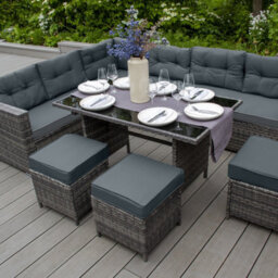 Jardí Grey Rattan Corner Furniture Set & Large Garden Storage Box - thumbnail 2
