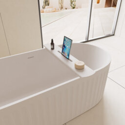 Fino Stone Matt White Stone Bath Caddy Shelf - thumbnail 4