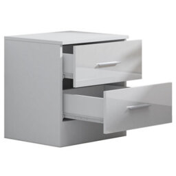 Reflect 2 Drawer Bedside - White Gloss & Matt White - Modern Nightstand For Bedroom Storage - H: 48.5Cm X W: 45Cm X D: 39.5Cm - thumbnail 5