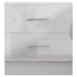 Reflect 2 Drawer Bedside - White Gloss & Matt White - Modern Nightstand For Bedroom Storage - H: 48.5Cm X W: 45Cm X D: 39.5Cm - thumbnail 4